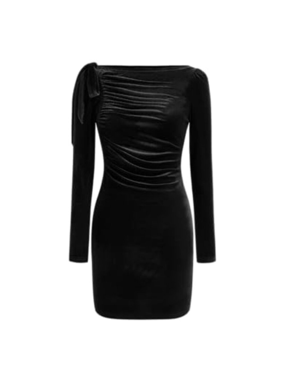 Velvet Mini Dress Long Sleeve Bodycon Ruched Party Dress